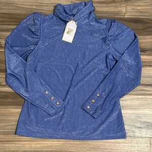 Emily McCarthy Tessa Turtleneck Dazzling Blue Sz M Long Sleeve Nylon Spandex NWT